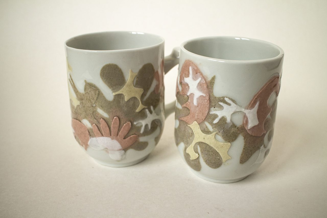 plate surface collage edina andrási porcelain art design cups