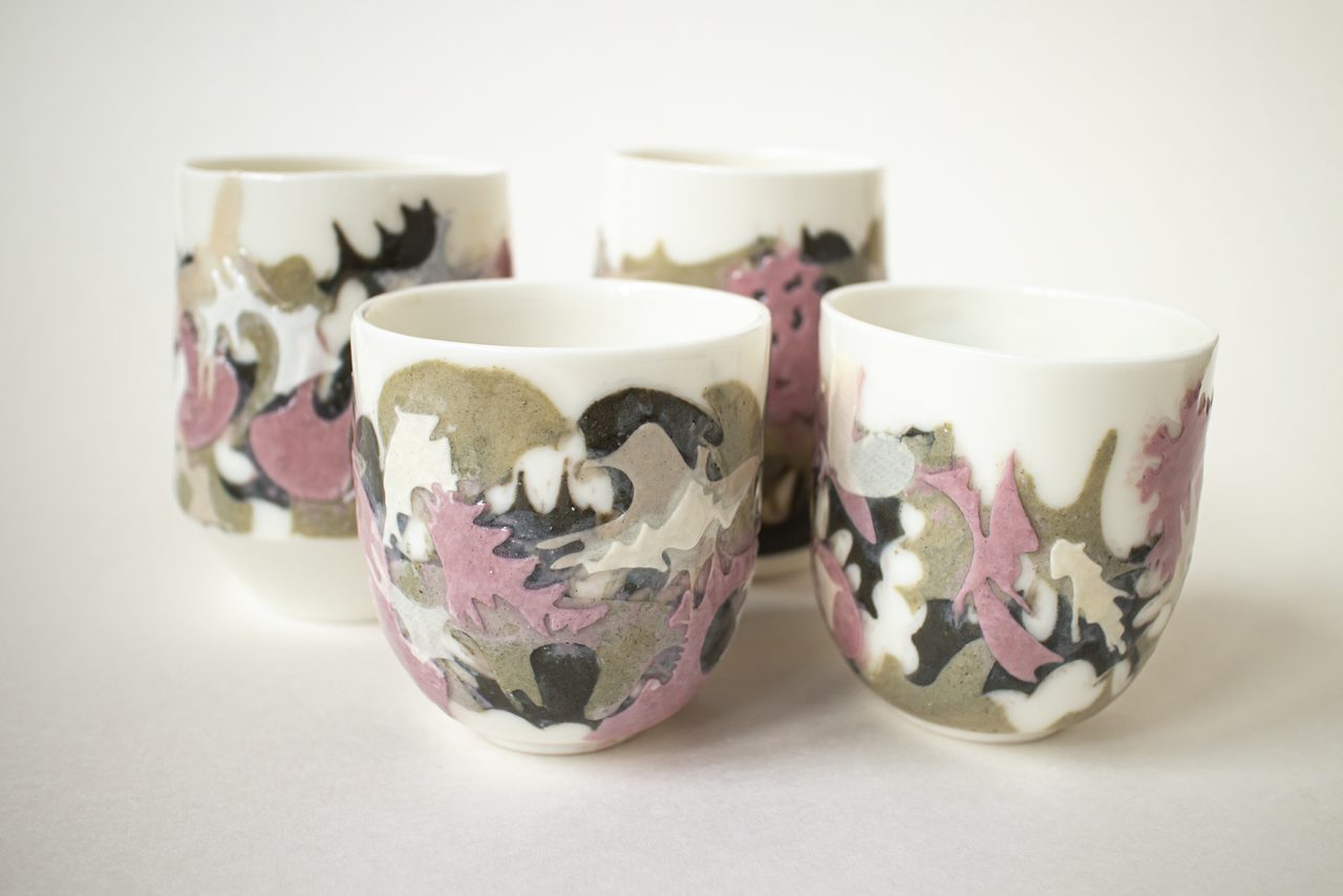plate surface collage edina andrási porcelain art design cups